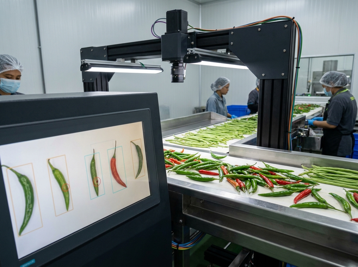 AI classification of agricultural products on a processing line