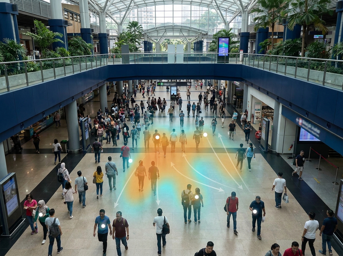 People detection across a high-occupancy public concourse