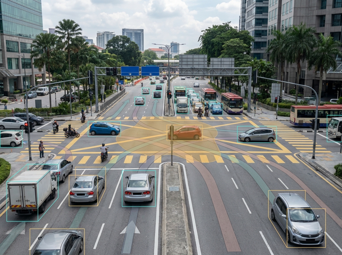 AI congestion analysis classifying vehicles within a monitored traffic zone