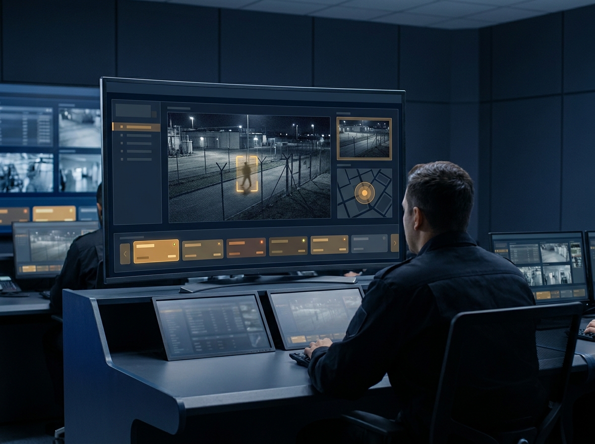 Operator reviewing an automated video event with supporting evidence