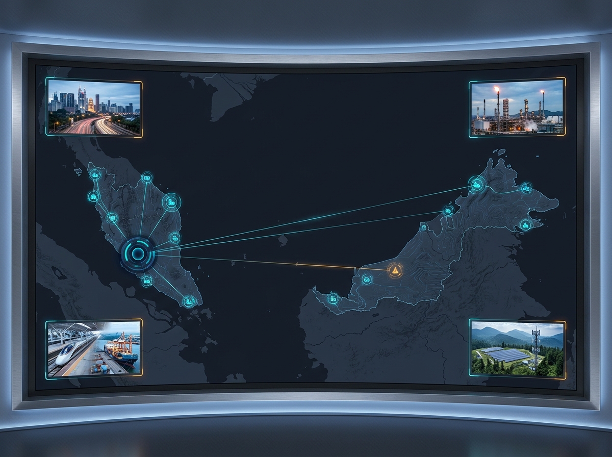 Multi-site operations map connecting facilities across Malaysia